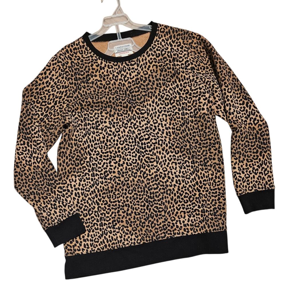 Lands End Serious Sweats animal print top size M/P